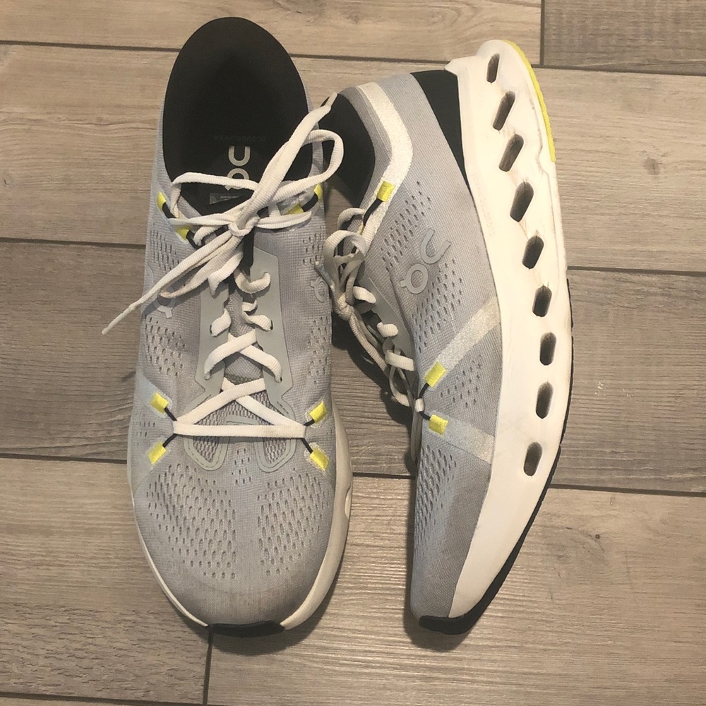 On Running Men's Light Gray and Yellow Athletic Shoes